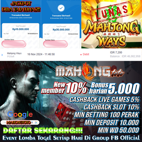 SELAMAT KEPADA ID HEXXXX JACKPOT PERMAINAN Mahjong Ways PGSoft DI WEB MAHONGTOTO