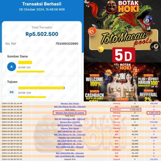 SELAMAT KEPADA ID XXXX JACKPOT PERMAINAN TOTOMACAU 5D GAMES DI WEB BOTAKHOKI