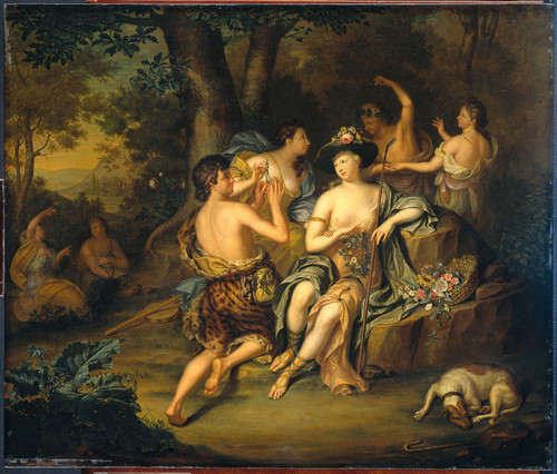 Mij, Hieronymus van der Пастухи и пастушки в пейзаже, 1735, 59 cm х 69,5 cm, Дерево, масло