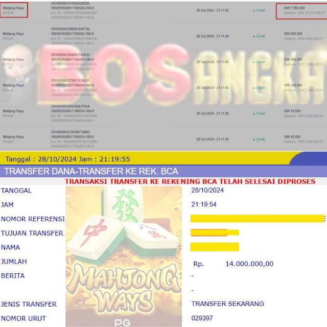 SELAMAT KEPADA ID XXXX JACKPOT PERMAINAN Mahjong Ways Slot - PG Soft DI WEB BOSANGKA