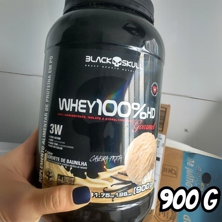 Whey 100%hd Gourmet 900g Black Skull Sabor Baunilha