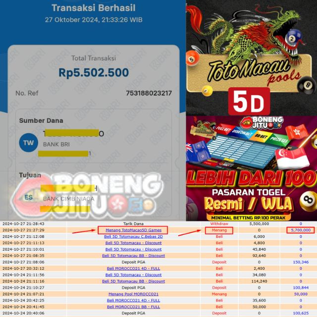 SELAMAT KEPADA ID XXXX JACKPOT PERMAINAN POOL TOTOMACAU 5D GAMES DI WEB BONENGJITU