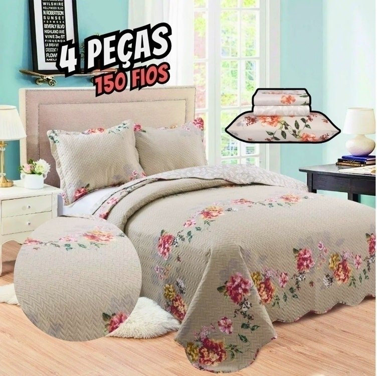 Jogo Cama Casal Queen Size 4 Peças Microfibra 150fios Sultan