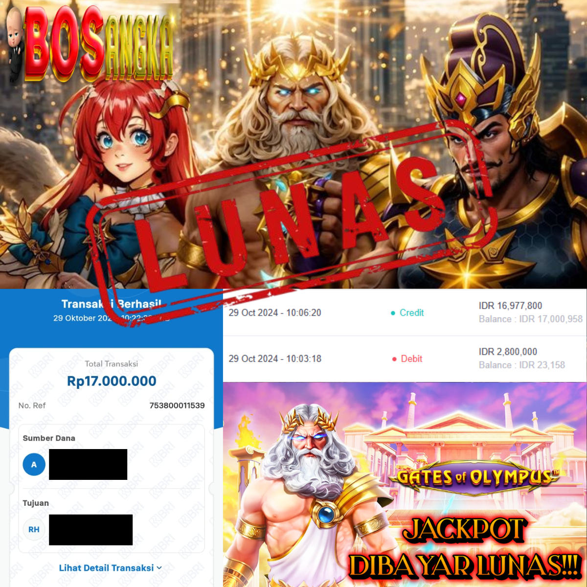 SELAMAT KEPADA ID WELXXXX JACKPOT PERMAINAN GATES OF OLYMPUS PP SLOT DI WEB BOSANGKA