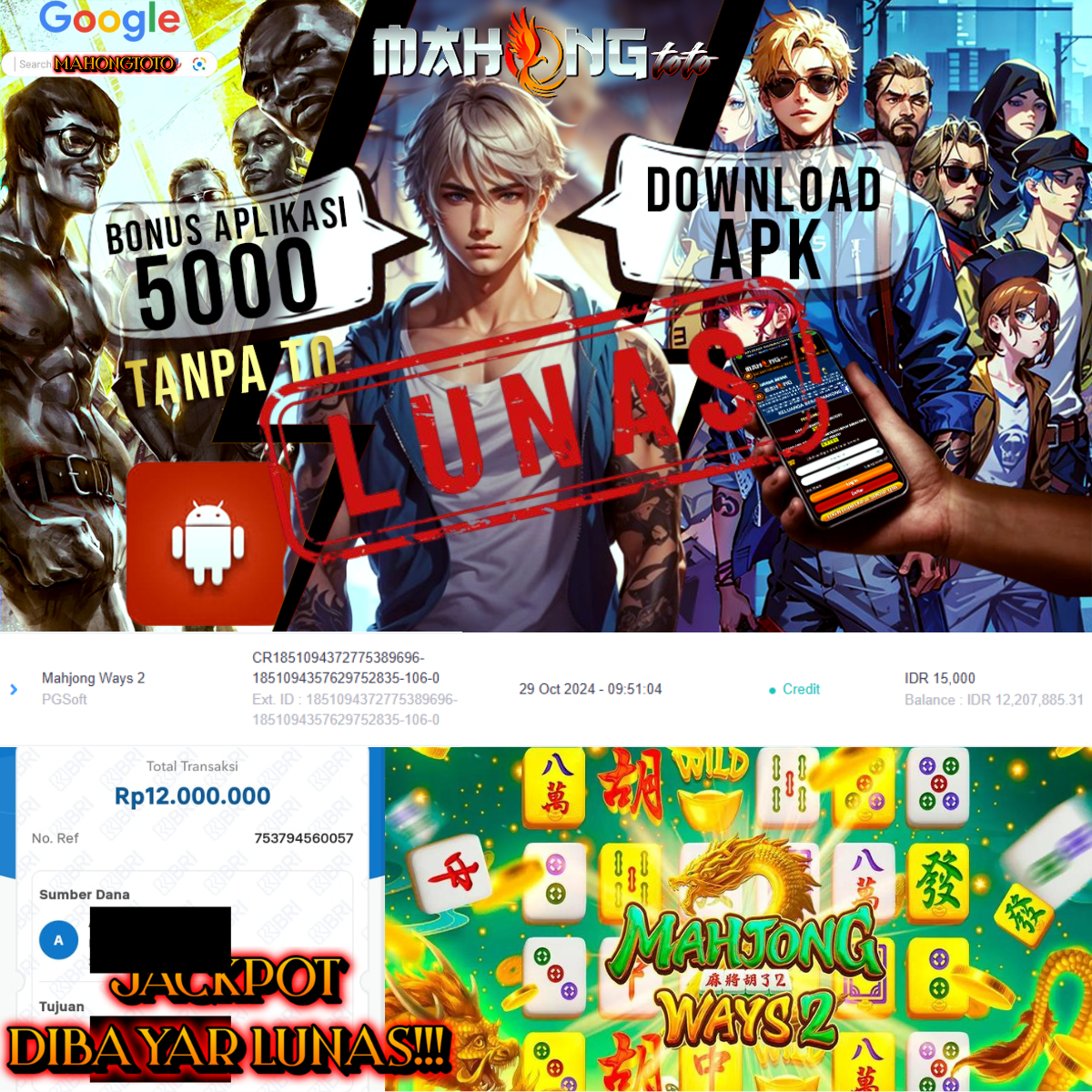 SELAMAT KEPADA ID AYDXXXX JACKPOT PERMAINAN Mahjong Ways2 PGSoft DI WEB MAHONGTOTO