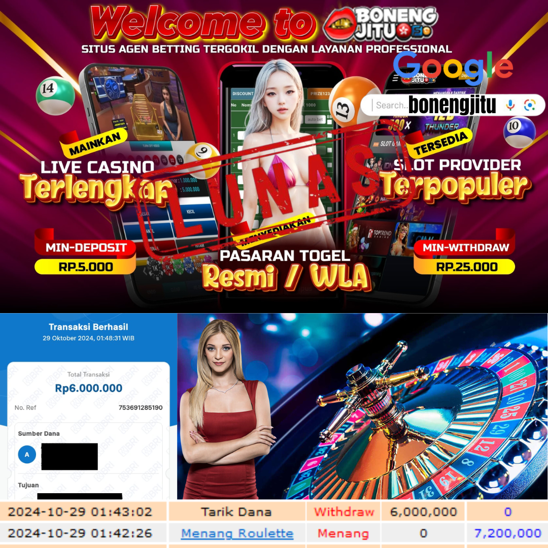 SELAMAT KEPADA ID PAUXXXX JACKPOT PERMAINAN LIVE GAME ROULETTE DI WEB BONENGJITU