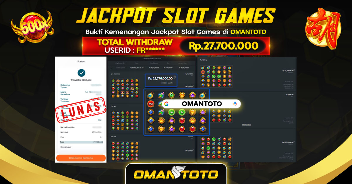 OMANTOTO JACKPOT SLOT GAMES Rp. 27.700.000,-