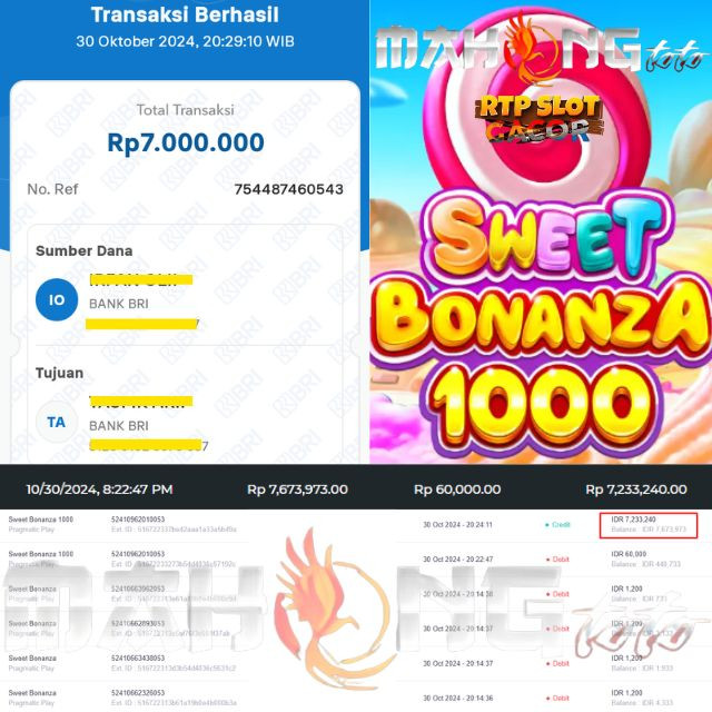 SELAMAT KEPADA ID XXXX JACKPOT PERMAINAN Sweet Bonanza 1000 - Pragmatic Play DI WEB MAHONGTOTO