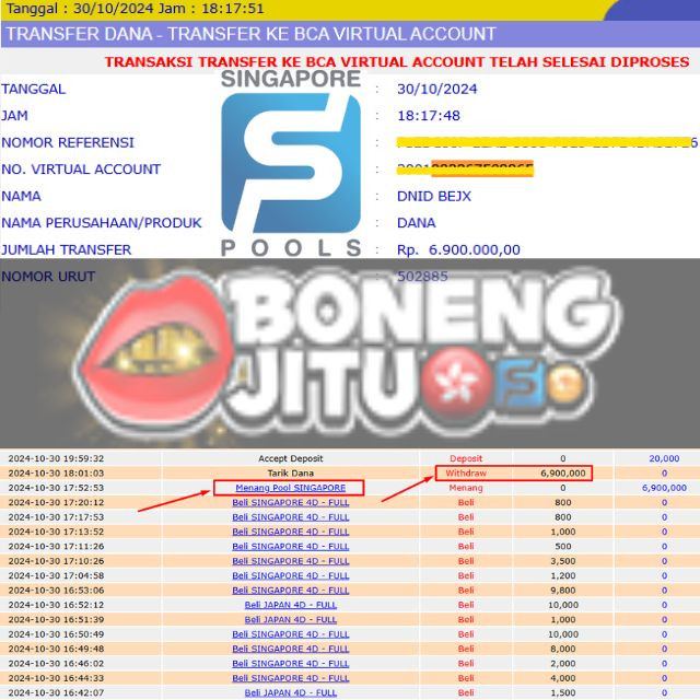 SELAMAT KEPADA ID XXXX JACKPOT PERMAINAN SINGAPORE POOL DI WEB BONENGJITU