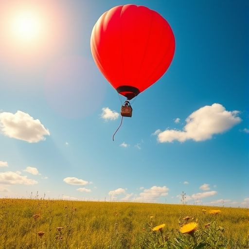 Red balloon flying in the sky