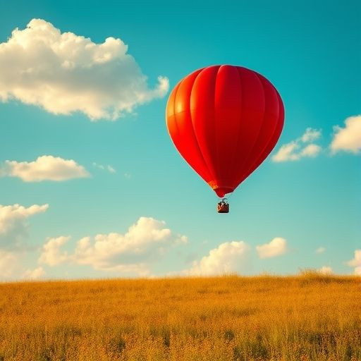 Red balloon flying in the sky