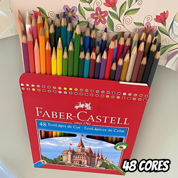 Lápis de Cor Sextavado, Faber-Castell, Ecolápis, 120148G, 48 Cores