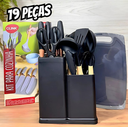 Kit 19 Utensílios Silicone De Cozinha Facas Tabua De Cortar.jpg