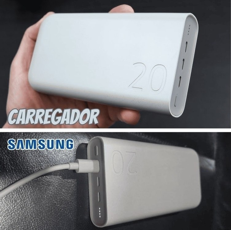 Bateria Carregador Portátil 3x USB-C, 20000mAh, Super Rápida 45W