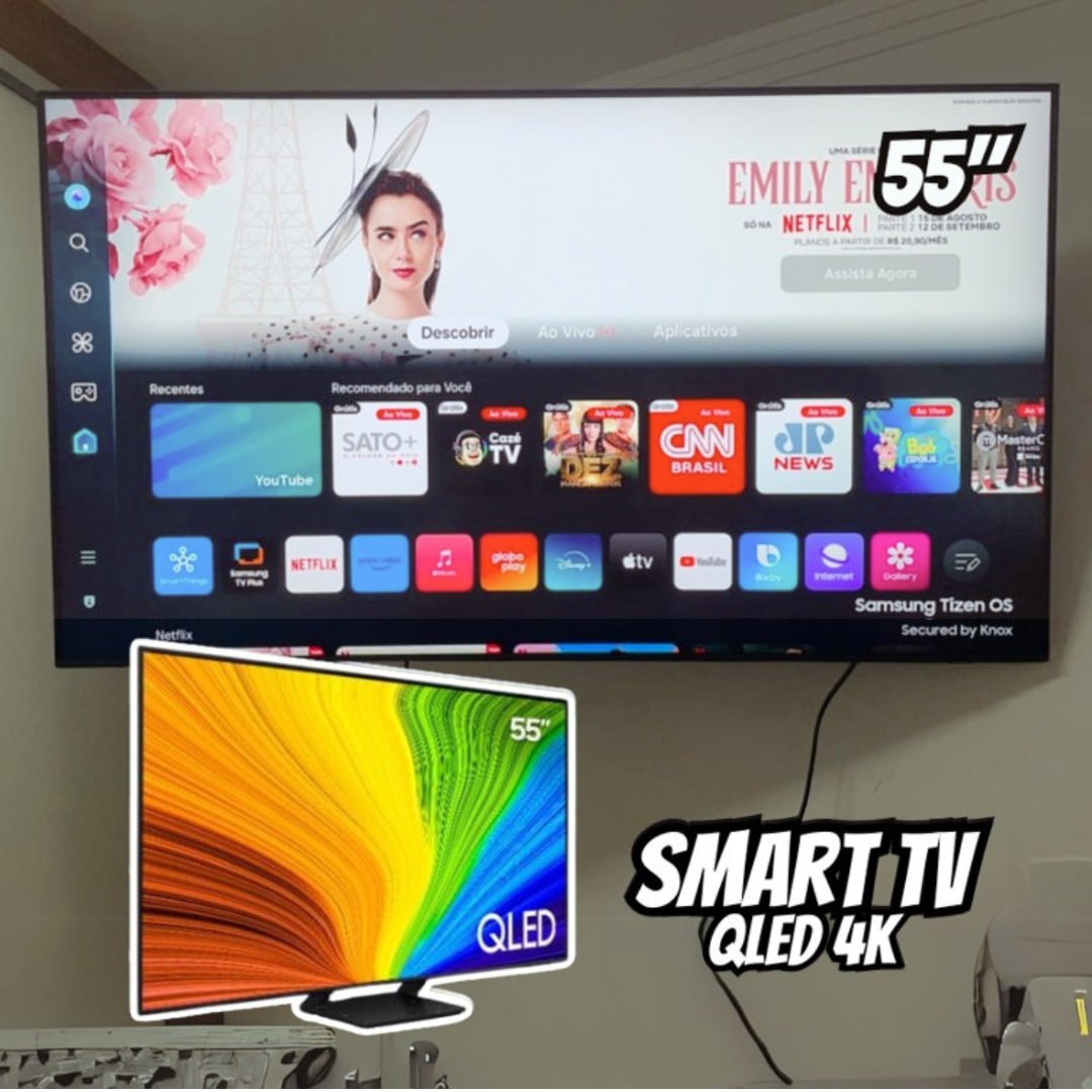 Samsung Smart TV 55″ QLED 4K 55Q70D – Tecnologia de Pontos Quânticos, Upscaling 4K AI, Painel até 120Hz