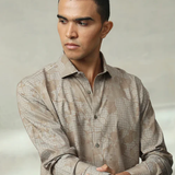Light Brown Print Cotton Men's Luxury Shirt.png