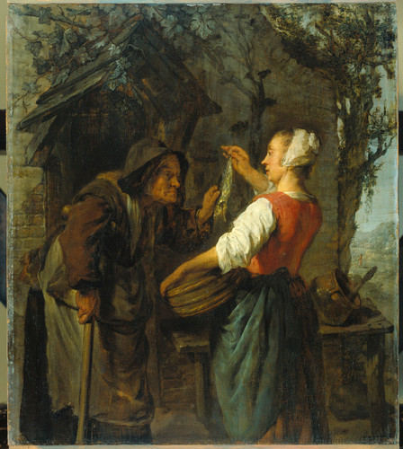 Metsu, Gabriel Женщина продаёт сельдь, 1662, 37 cm х 33 cm, Дерево, масло