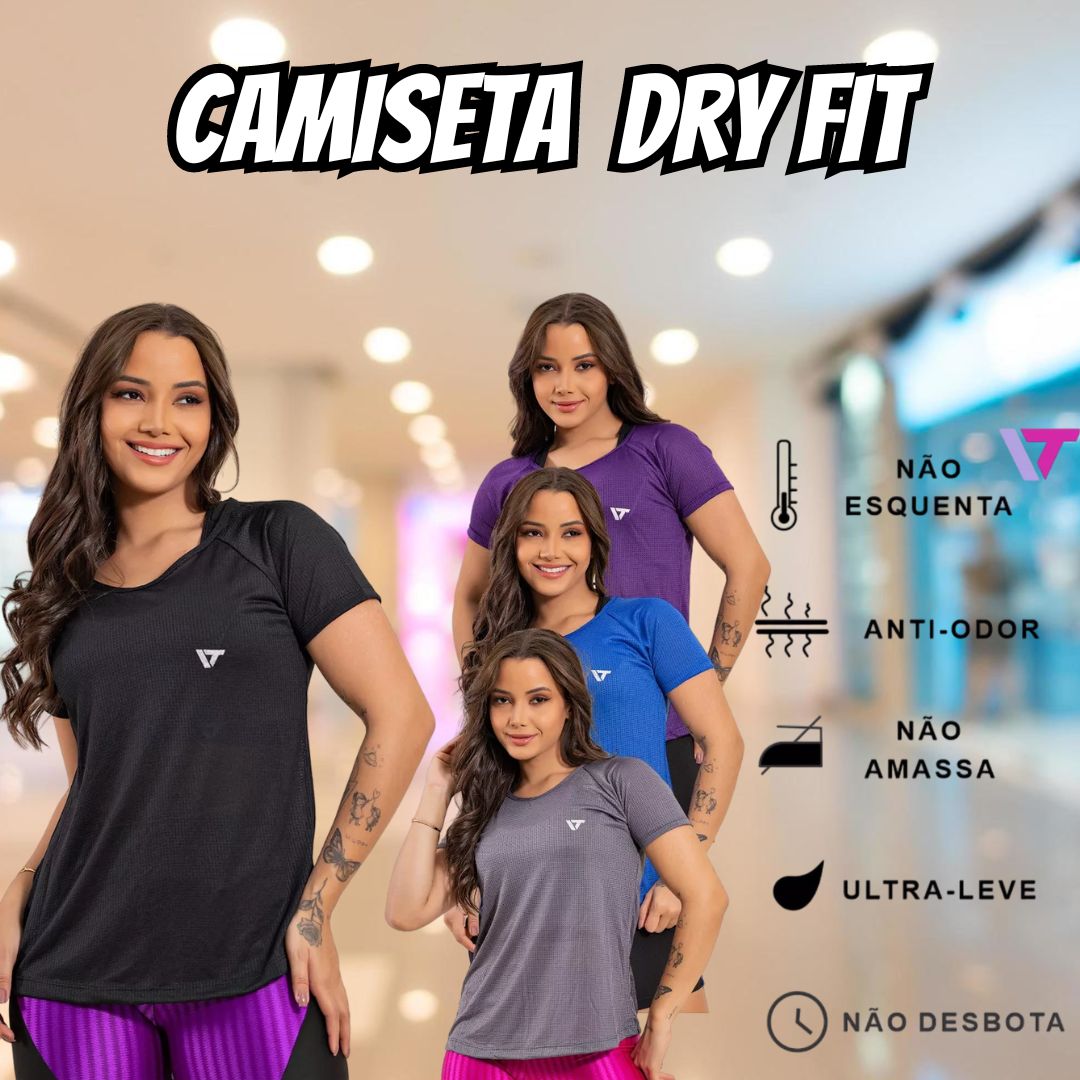 Kit 4 Blusas Feminina Fitness Dry Fit Camiseta Academia