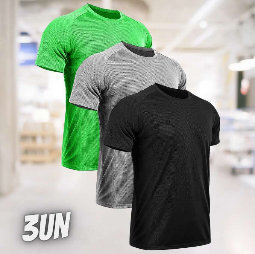 Kit com 3 Camisetas Masculinas Dry Fit Básicas Academia Treino Exercício – Slim Fitness