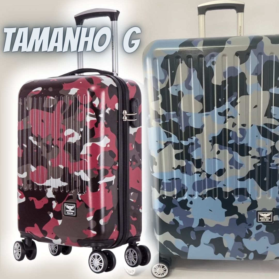 Mala Viagem Militar Santino H220 Rígida Abs Rodinhas 360 Tsa Grande