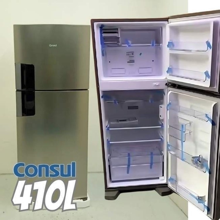 Geladeira Consul Frost Free Duplex com Espaço Flex e Controle Interno de Temperatura 410 litros cor Inox – CRM50FK 220V