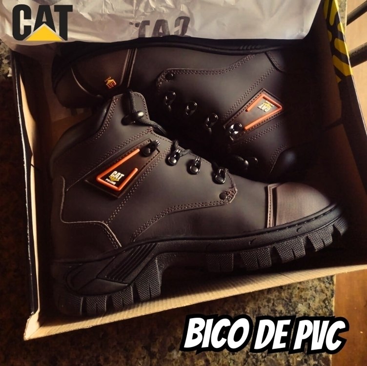 Bota Masculina Em Couro Para Trabalho Com Bico PVC e C.A