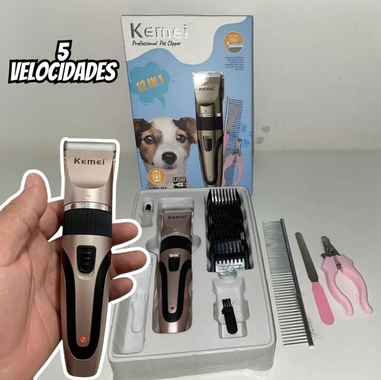 Máquina Kemei Km 1053 Pet Animais Cães Gatos Profissional Cor Rose 110V/220V