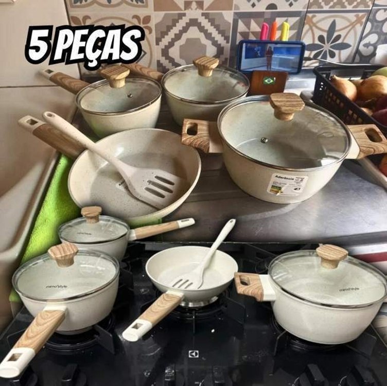 Conjunto Panelas Studio Cook 5 Pçs Indução Marmol Mimo Style