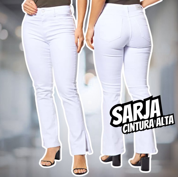 Calça Feminina Sarja Modelagem Reta Branco Sawary