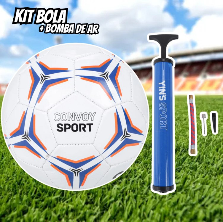 Kit Bola de Futebol Convoy N5 PVC + Bomba de Ar Manual