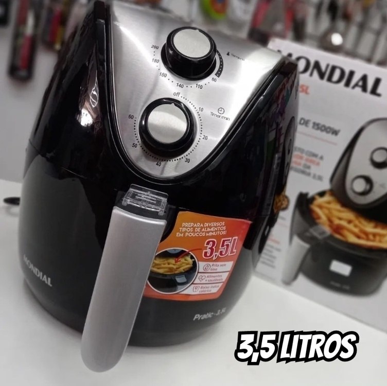 Fritadeira Elétrica sem Óleo/Air Fryer Mondial – Family IV AF-30-I Preta 3,5L com Timer