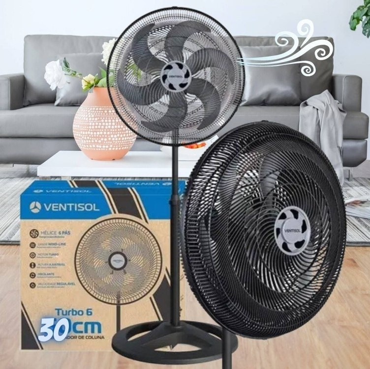 Ventilador de Coluna Turbo 6 30cm Preto Ventisol