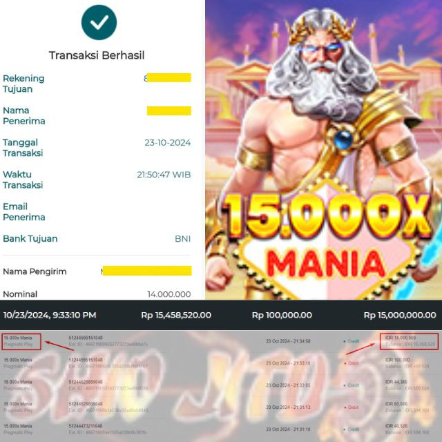 SELAMAT KEPADA ID XXXX JACKPOT PERMAINAN 15.000x Mania Pragmatic Play DI WEB SHIOJITU