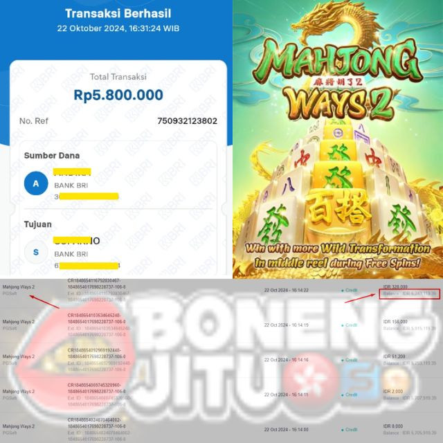 SELAMAT KEPADA ID XXXX JACKPOT PERMAINAN MAHJONG WAYS2 PG SOFT DI WEB BONENGJITU