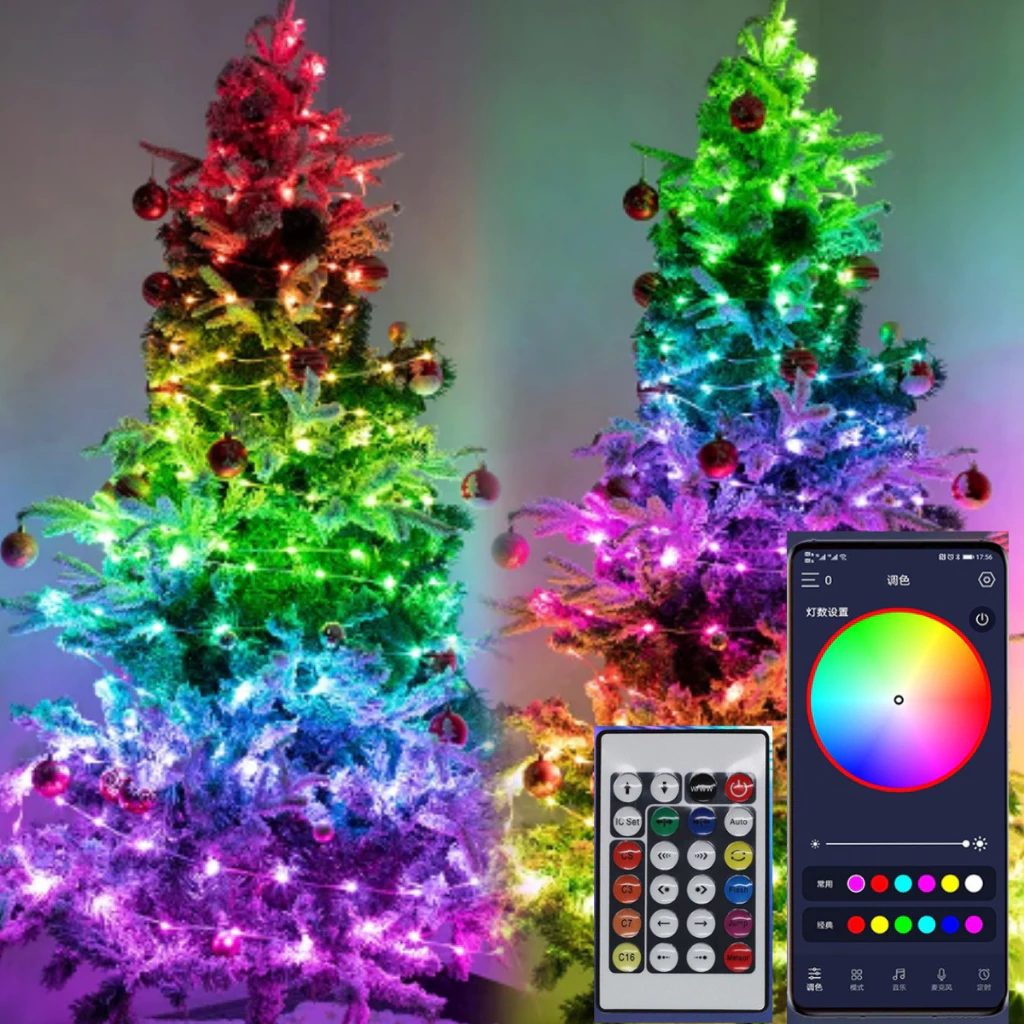 Pisca Pisca De Led Luzes De Natal 132 Leds 5m/10m/20m Com Controle Ou Celular A Prova D´água BIVOLT