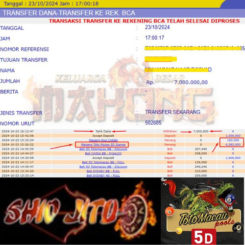 SELAMAT KEPADA ID XXXX JACKPOT PERMAINAN TOTOMACAU 5D GAMES DI WEB SHIOJITU