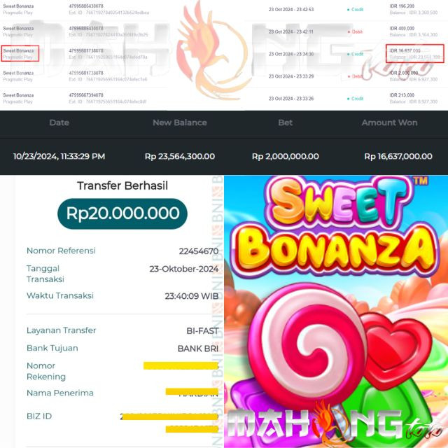 SELAMAT KEPADA ID XXXX JACKPOT PERMAINAN Sweet Bonanza Slot Pragmatic Play DI WEB MAHONGTOTO