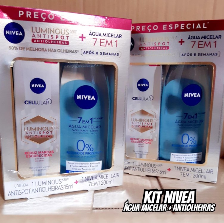 Kit NIVEA LUMINOUS 630® Antiolheiras 15ml + NIVEA Água Micelar 7 em 1 200mL