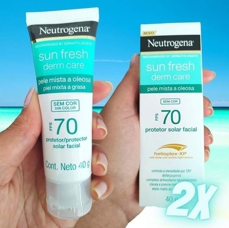 Neutrogena Protetor Solar Facial Sun Fresh Derm Care FPS70 40g Kit – 2 unidades