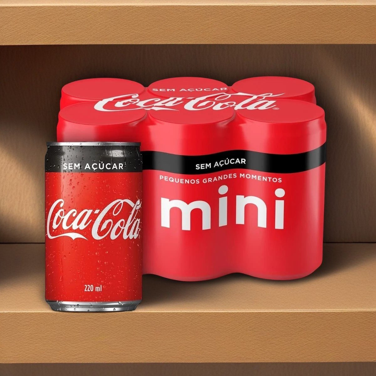 Pack de Coca-Cola sem açucar Lata 220mL 6 unidades