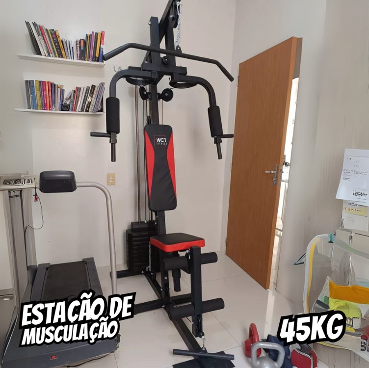 Estação De Musculação De 45kg Wct Fitness Cor da estrutura Preto Cor do estofamento Preto e vermelho