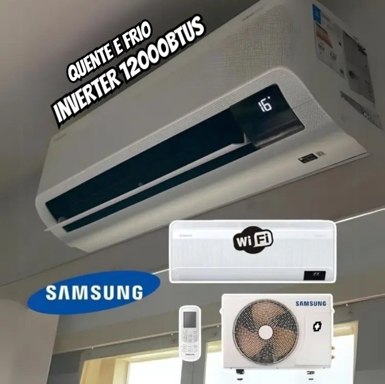 Ar-condicionado Split Samsung Inverter WindFree Connect AI 12.000 BTUs Quente e Frio Sem Vento AR12DXFAAWKNAZ