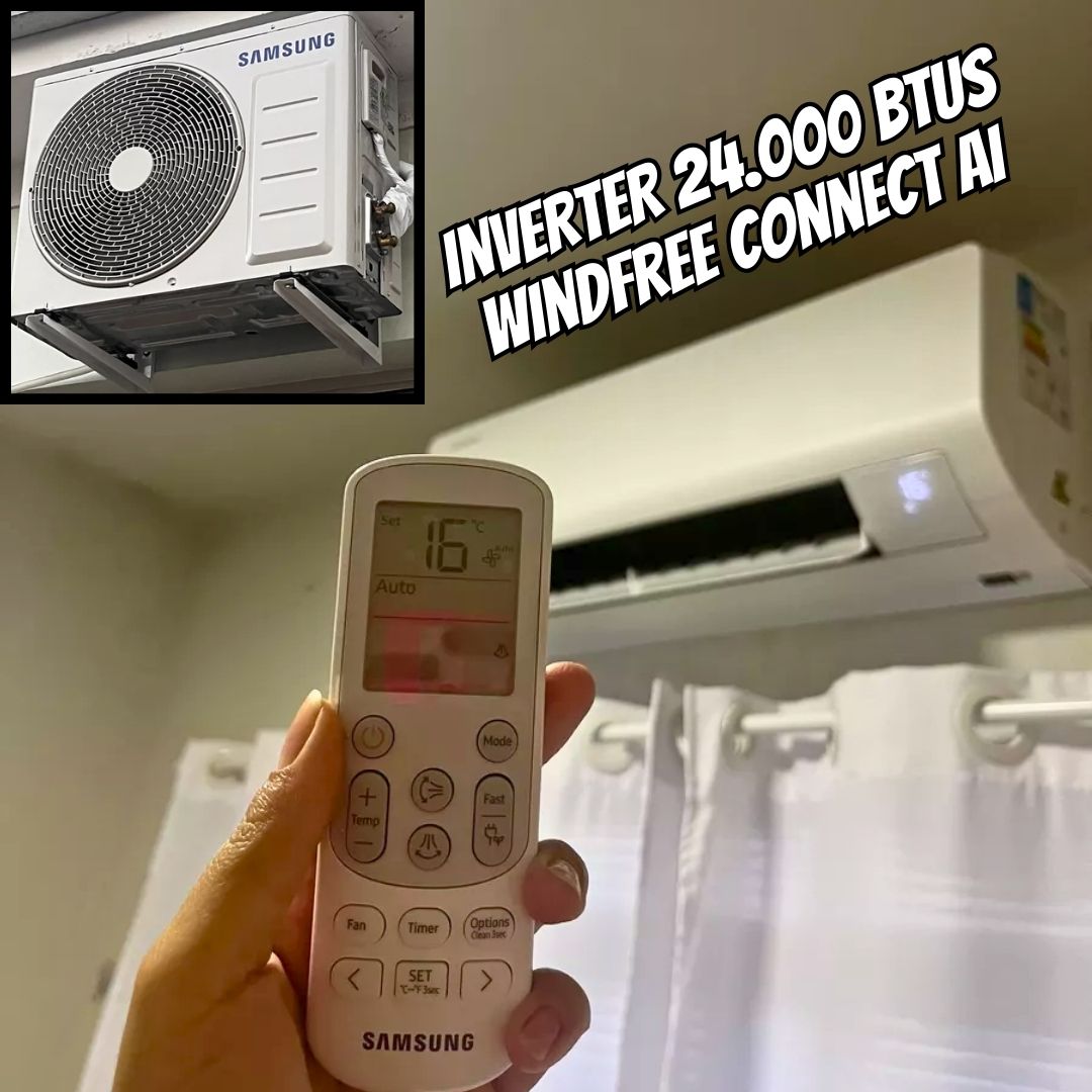 Samsung Ar-condicionado Split Inverter WindFree Connect AI 24.000 BTUs Frio Sem Vento AR24DYFABWKNAZ 220V