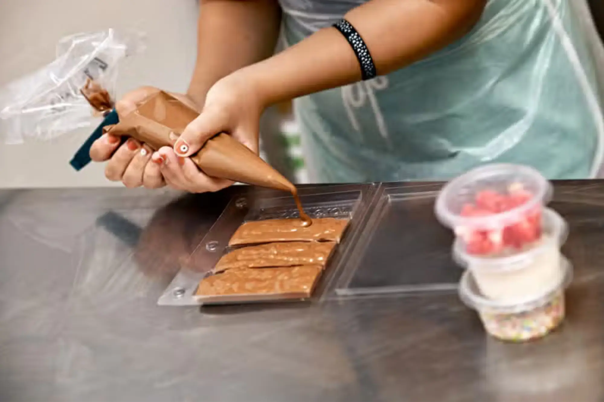 Making chocolate in museum of chocolate in Prague