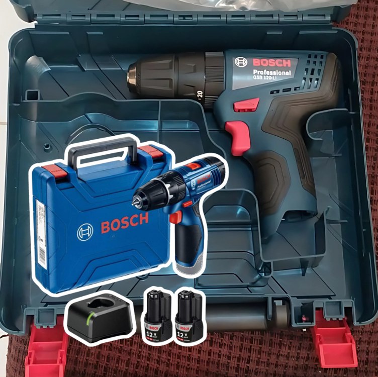 Bosch Parafusadeira Furadeira GSB 120-LI 12V com 2 baterias, 1 carregador e maleta