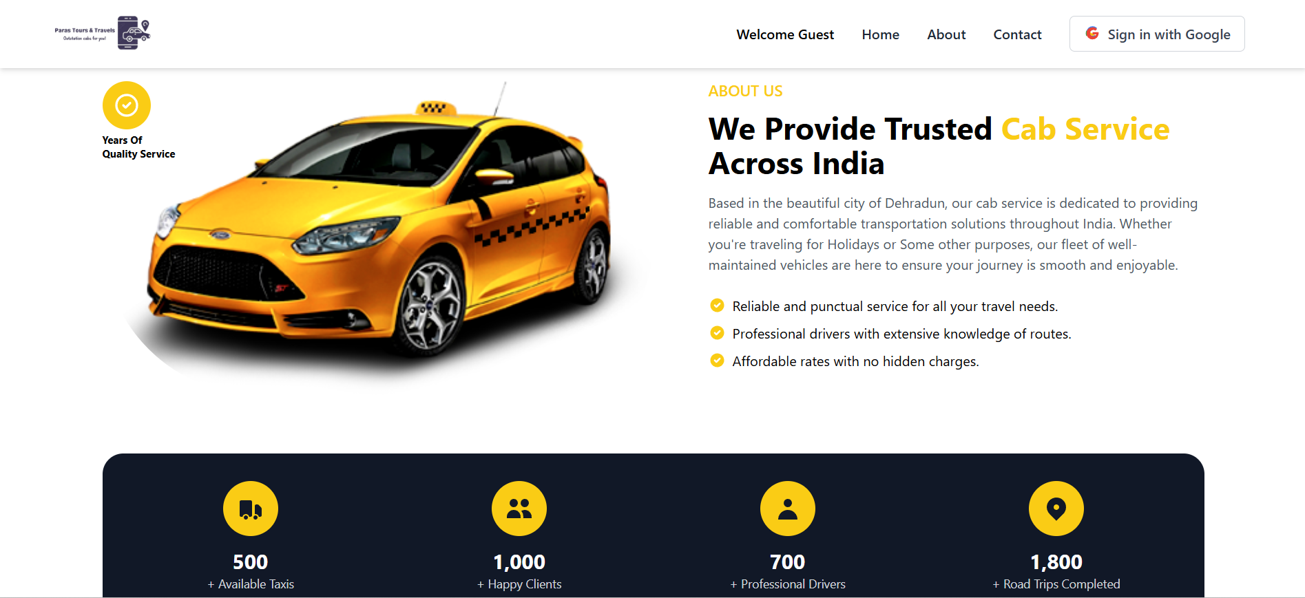 Cab Booking Website