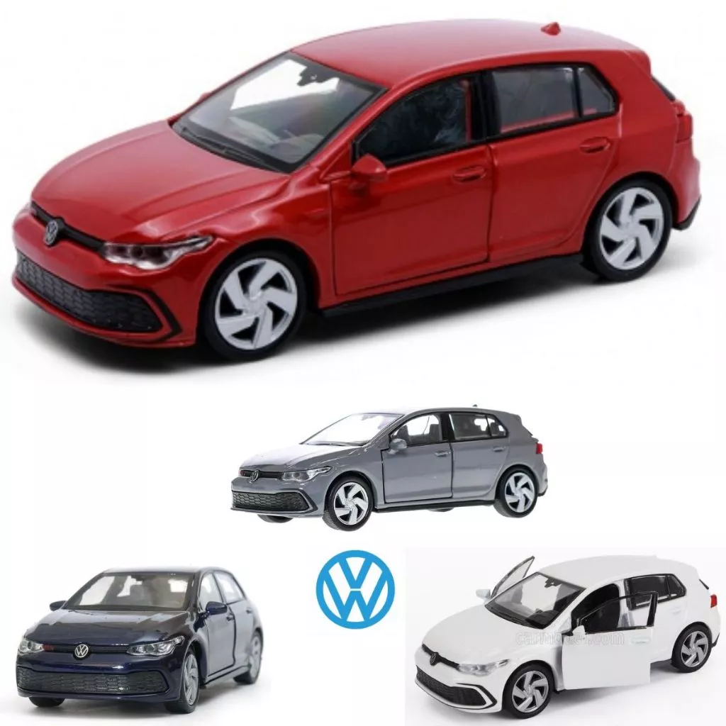 Carrinho de Coleção de Ferro Volkswagen Golf GTI 8 Ano 2019 Escala 1/34 a Fricção