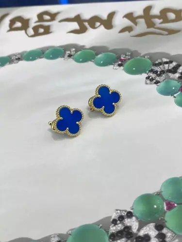 Van Cleef & Arpels Alhambra 18ct Yellow Gold Blue agate earrings2.webp