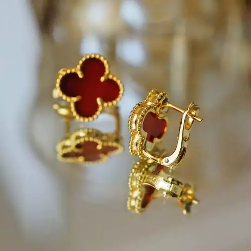 VAN CLEEF & ARPELS EARRINGS VINTAGE ALHAMBRA 18K YG CARNELIAN EARRINGS6.webp