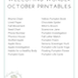 Welcoming Wonder Curriculum Kindergarten 03.5 October Printables